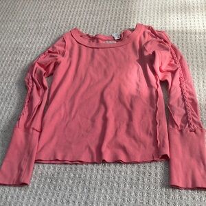 NWT We The Free Coral Puff Sleeve Ruffled Blouse size L
